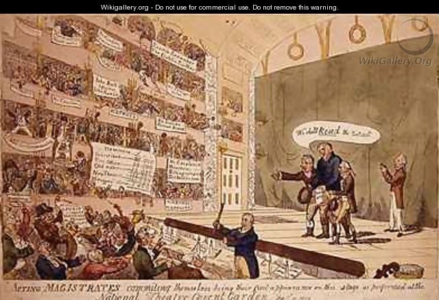 Acting Magistrates commiting themselves being their first appearance as performed at the National Theatre Covent Garden London - James Gillray