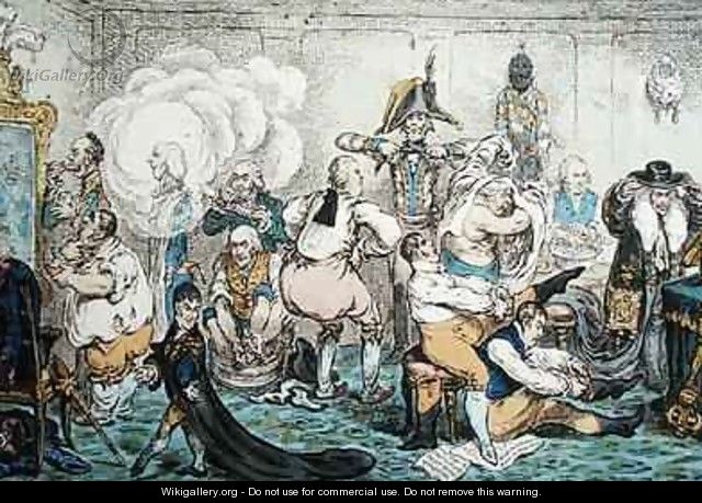 Making Decent ie Broad bottomites Getting into the Grand Costume - James Gillray