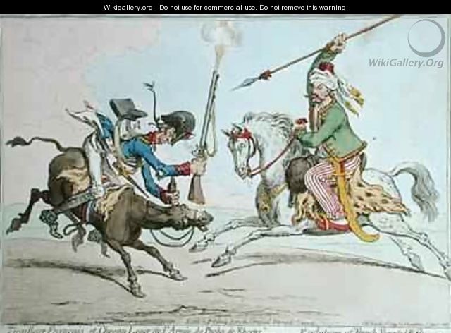 Tirailleur Francais et Chevau Leger de lArmee du Pacha de Rhodes or The Evolutions of French Mounted Riflemen - James Gillray