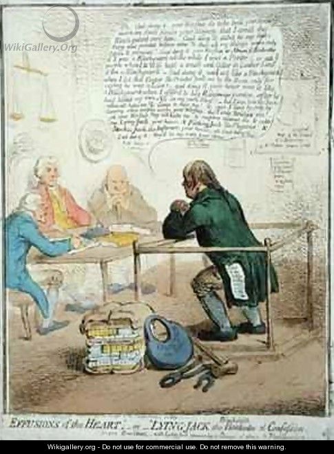 Effusions of the Heart or Lying Jack the Blacksmith at Confession - James Gillray