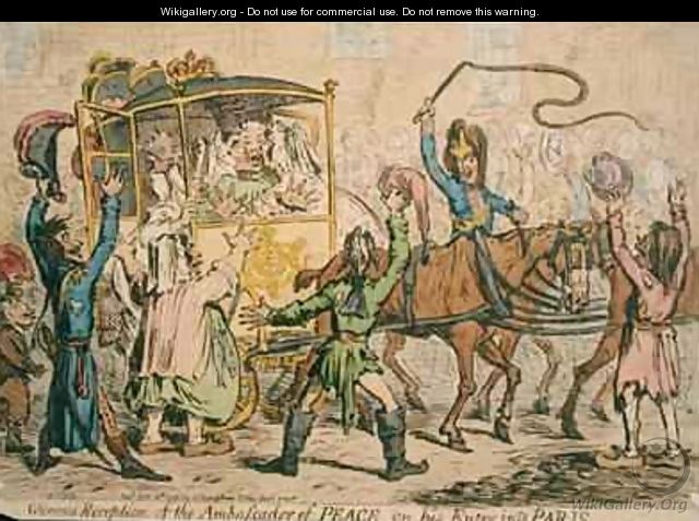 Glorious Reception of the Ambassador of Peace on his Entry into Paris - James Gillray