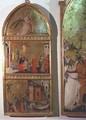 The Martyrdom of St Sebastian Altarpiece side panel showing the Angel Gabriel and scenes from the life of the saint - Niccolo del Biondo Giovanni di