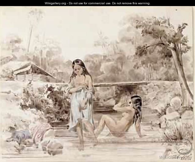 Tahitians Bathing - Charles Giraud