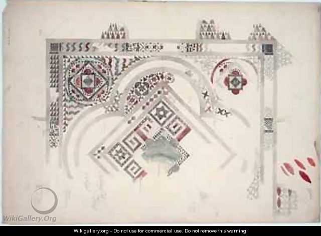 A study of part of the floor at Canterbury Cathedral - Ernest William Gimson