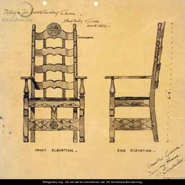 Design for Sanctuary Chair - Ernest William Gimson