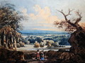 View of Arundel Castle with Countrywomen in the Foreground - Thomas Girtin