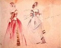 Two female costume designs at the time of the creation of Les Caprices de Marianne - Eugene Pierre Francois Giraud