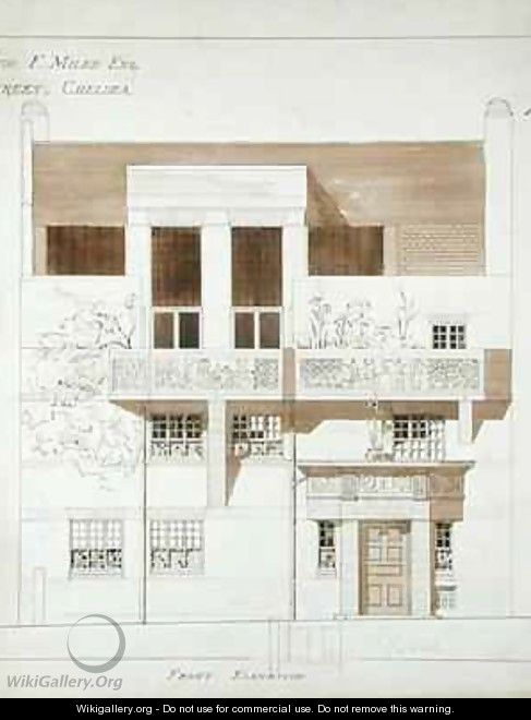 Front Elevation of Studio and House for Frank Miles 1852-91 Tite Street Chelsea - Edward William Godwin