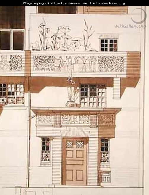 Doorway and Front Elevation of Studio and House for Frank Miles 1852-91 Tite Street Chelsea - Edward William Godwin
