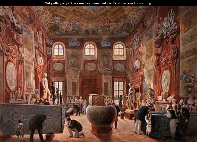 The Marble Room with Egyptian Greek and Roman Antiquities of the Ambraser Gallery in the Lower Belvedere - Carl Goebel