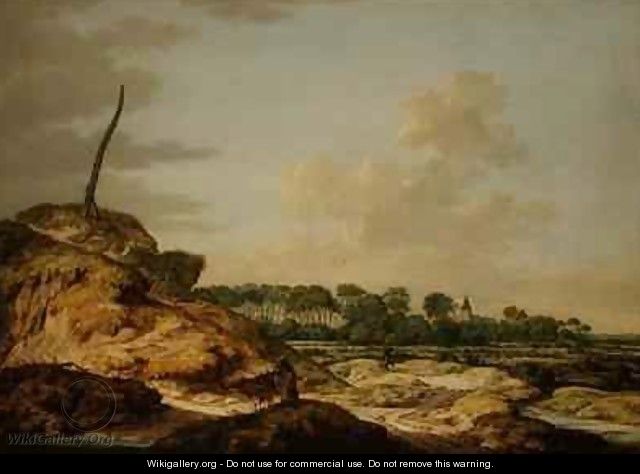 Landscape with sportsman and distant view of Middleburg - Johannes Goedaert