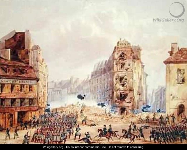 Barricade at Faubourg Saint Antoine and the Death of General Negrier - Gaspard Gobaut
