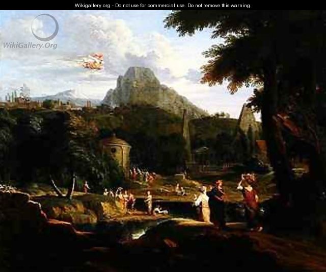 Classical Landscape with Mercury Catching Sight of Herse - Johannes (Polidoro) Glauber