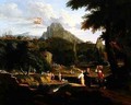 Classical Landscape with Mercury Catching Sight of Herse - Johannes (Polidoro) Glauber