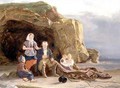 Coast Scene with Figures Mending Nets - Thomas Sword Good