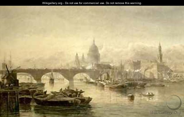St Pauls Cathedral and London Bridge from the Surrey Side - Edward Angelo Goodall