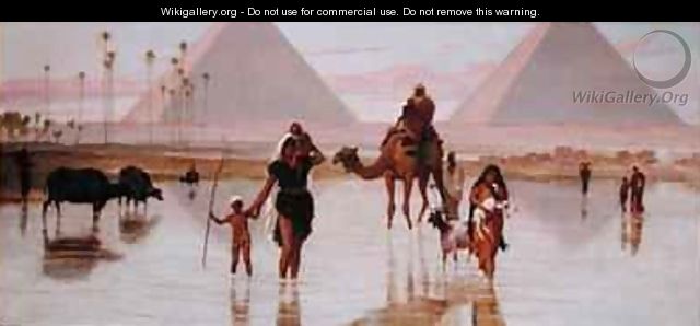 Arabs Crossing a Flooded Field by the Pyramids 2 - Frederick Goodall