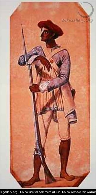 Soldier of Tipu Sultan Sultan of Mysore armed with a flintlock musket - (after) Gold, Charles Emilius