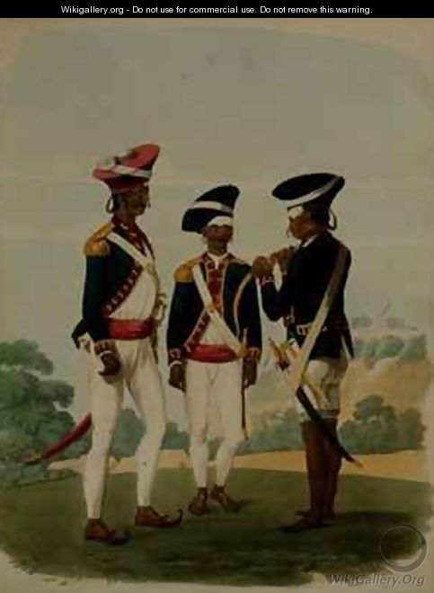 Officers and Private of the Gurcasear Corps Madras - (after) Gold, Charles Emilius