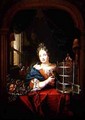 Portrait of a Woman holding a Parrot - Laureys Goubau