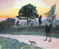 Sunset Letchworth with Man and Dog - Spencer Frederick Gore