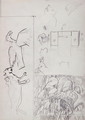 Studies of Tree Houses Animals and Floor Plan for the Cave of the Golden Calf - Spencer Frederick Gore