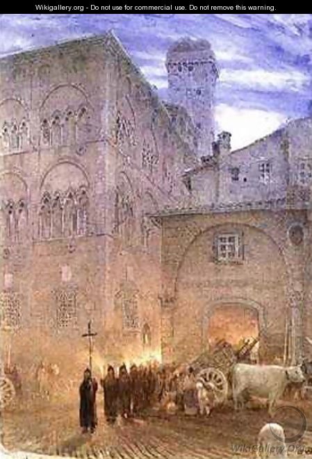 Lucca Tuscany religious processsion cart cow - Albert Goodwin