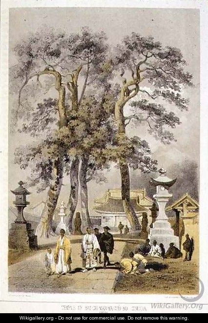 Temple of Hat Chi Man Ya Chu Ro Simoda from Narrative of the Expedition of an American Squadron to the China Seas and Japan - (after) Heine, Wilhelm