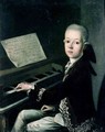 Portrait of Carl Graf Firmian at the piano formerly thought to be Wolfgang Amadeus Mozart 1756-91 - Franz Thaddaus Helbling