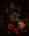 Grapes and flowers with beetle, snail and lizard - Cornelis De Heem