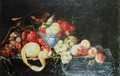 Still Life with Fruit in Delft Bowl Including a Peeled Orange - Cornelis De Heem