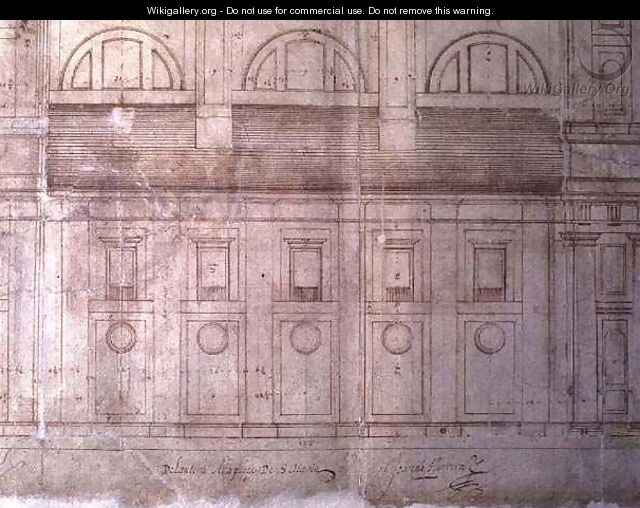 Design for the exterior elevation of the facade of Valladolid Cathedral in the Plaza de Santa Maria - Juan de Herrera