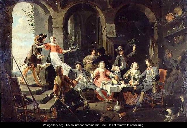 Elegant Company Merrymaking in an Interior with Servants in Attendance - Willem van, the Elder Herp