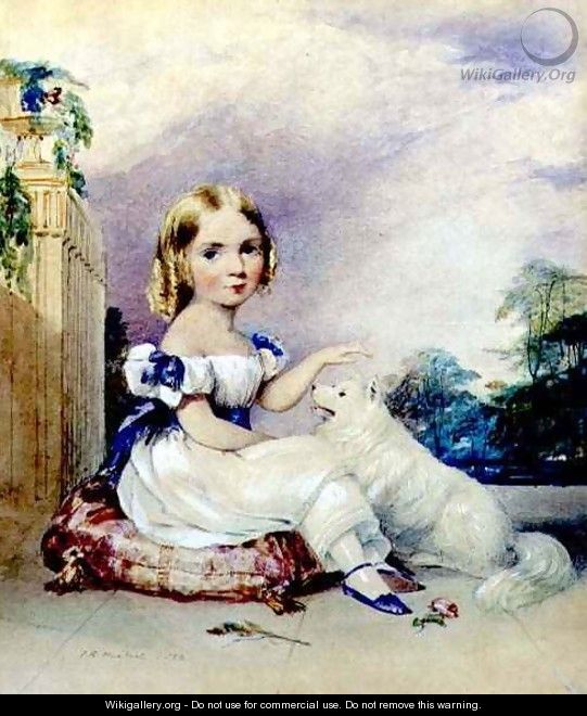 Portrait of a Little Girl with a Dog - John Rogers Herbert