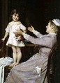 Little Girl with a Doll and Her Nurse - Christian Pram Henningsen