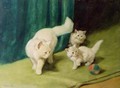 White Persian Cat with Two Kittens - Arthur Heyer