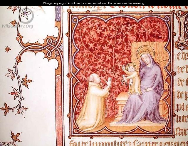 Jean de France 1340-1416 Duke of Berry Praying Before the Virgin and Child from Les Petites Heures de Duc de Berry - Jacquemart De Hesdin