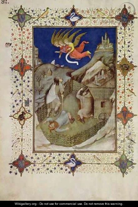 Hours of Notre Dame Tierce The angels appearing to the shepherds from the Tres Riches Heures du Duc de Berry - Jacquemart De Hesdin