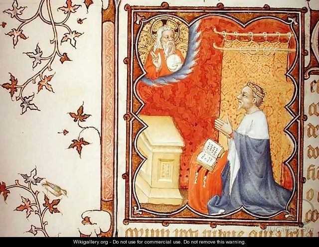 Jean de France 1340-1416 Duke of Berry Praying Before the Eternal Father from Les Petites Heures de Duc de Berry - Jacquemart De Hesdin
