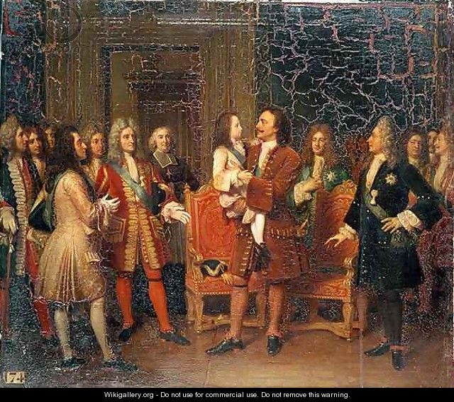 Louis XV 1710-74 Visiting Peter I 1672-1725 the Great at lHotel de Lesdiguieres - Louise Marie Jeanne Hersent