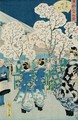Cherry Blossoms at Asakura - Hiroshige II (Ichiusai Shigenobu)