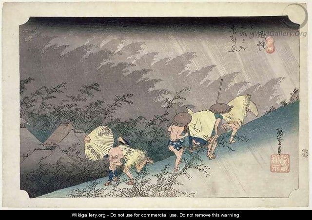 TH Riches 1913 Sudden Rainstorm at Shono Shono haku u No 46 from the series 53 Stations of the Tokaido - Utagawa or Ando Hiroshige