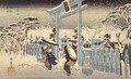 Gion Temple in the Snow from the Kioto Meisho series - Utagawa or Ando Hiroshige
