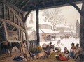 A Village Snow Scene - Robert Hills