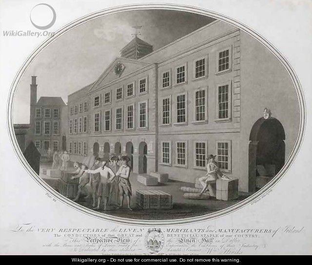 A Perspective View of the Linen Hall in Dublin plate XII of The Linen Manufactory of Ireland - William Hincks