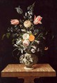 Vase with Relief and Flowers on a Marble Table - Johann Georg (also Hintz, Hainz, Heintz) Hinz