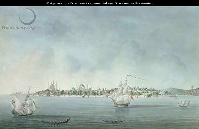 View of Sultan Ahmet and Santa Sophia from Uskudar in Constantinople - (after) Hilaire, Jean-Baptiste