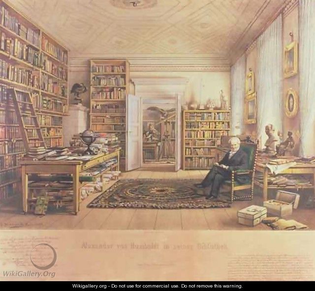 Baron von Humboldt 1769-1859 in his Library - (after) Hildebrandt, Eduard