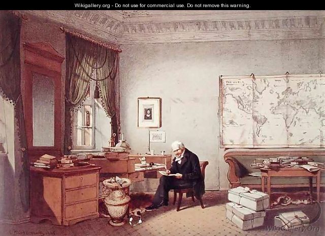 Baron Alexander von Humboldt 1769-1859 in his Study - (after) Hildebrandt, Eduard
