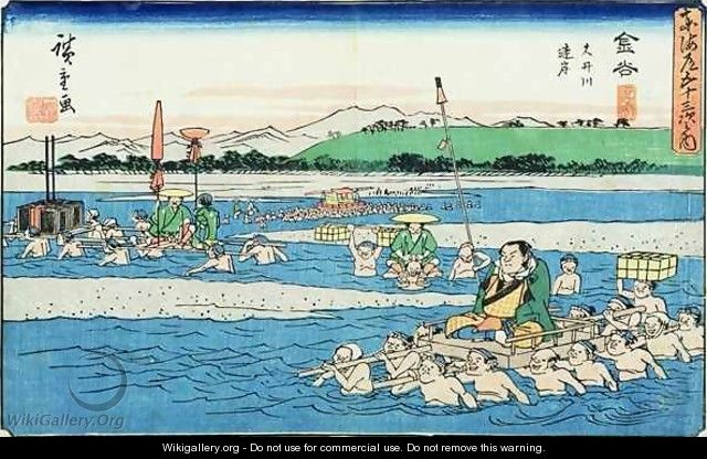 The further bank of the Oi River - Utagawa or Ando Hiroshige